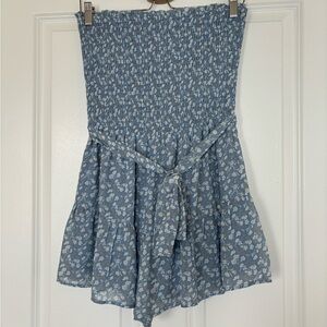 She + Sky Light Blue Floral Smocked Romper